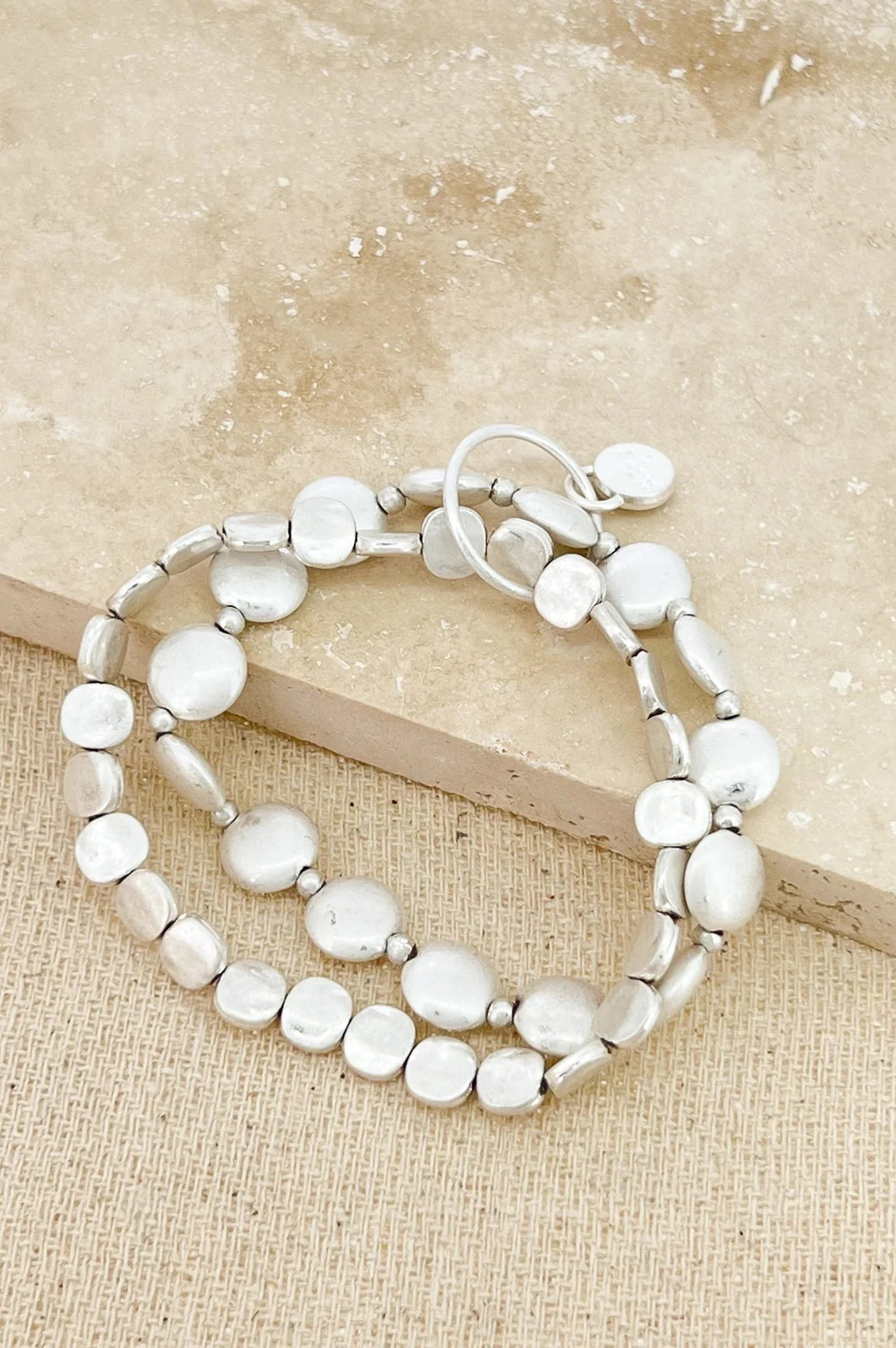 Silver duo stretch bracelet