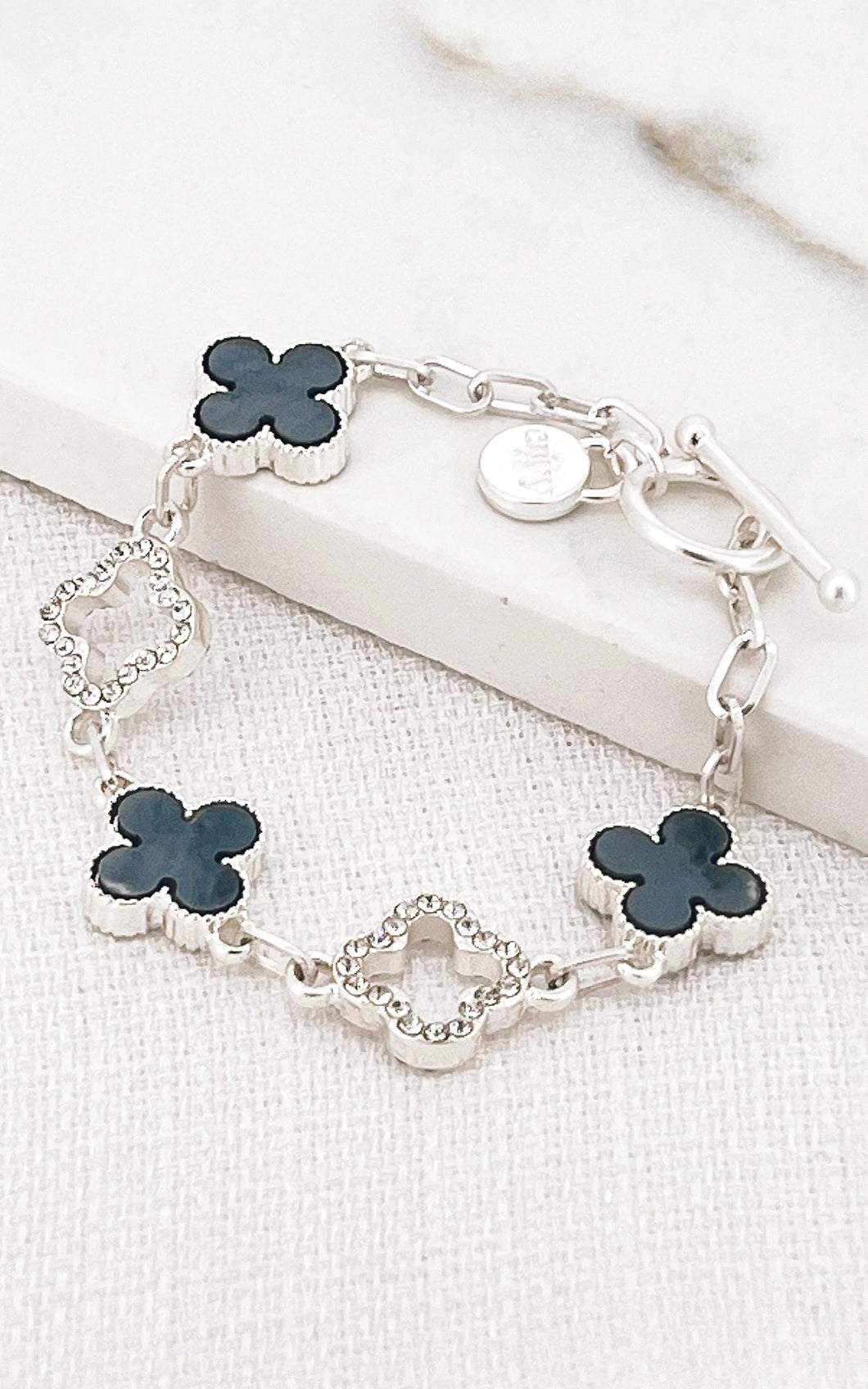 Clover charm bracelet silver