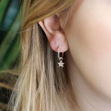 Load image into Gallery viewer, Gold star on huggie earrings
