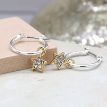 Load image into Gallery viewer, Gold star on huggie earrings
