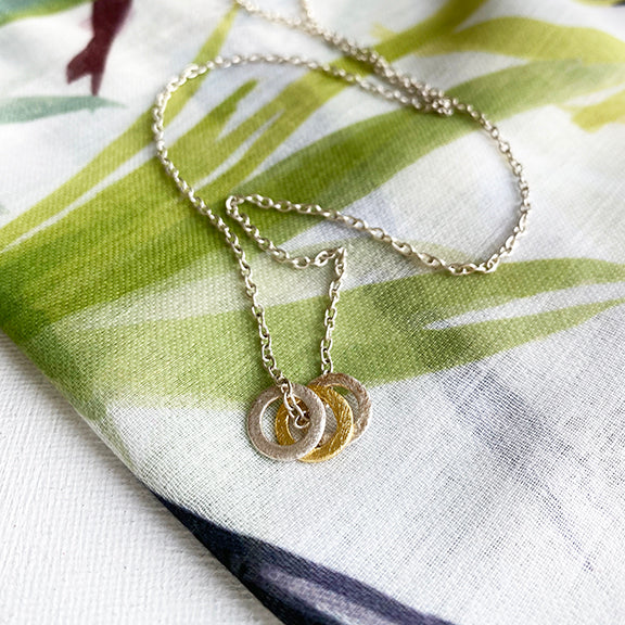 Tiny circle trio necklace