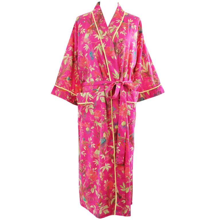 Dressing Gown Fuschia tropical bird