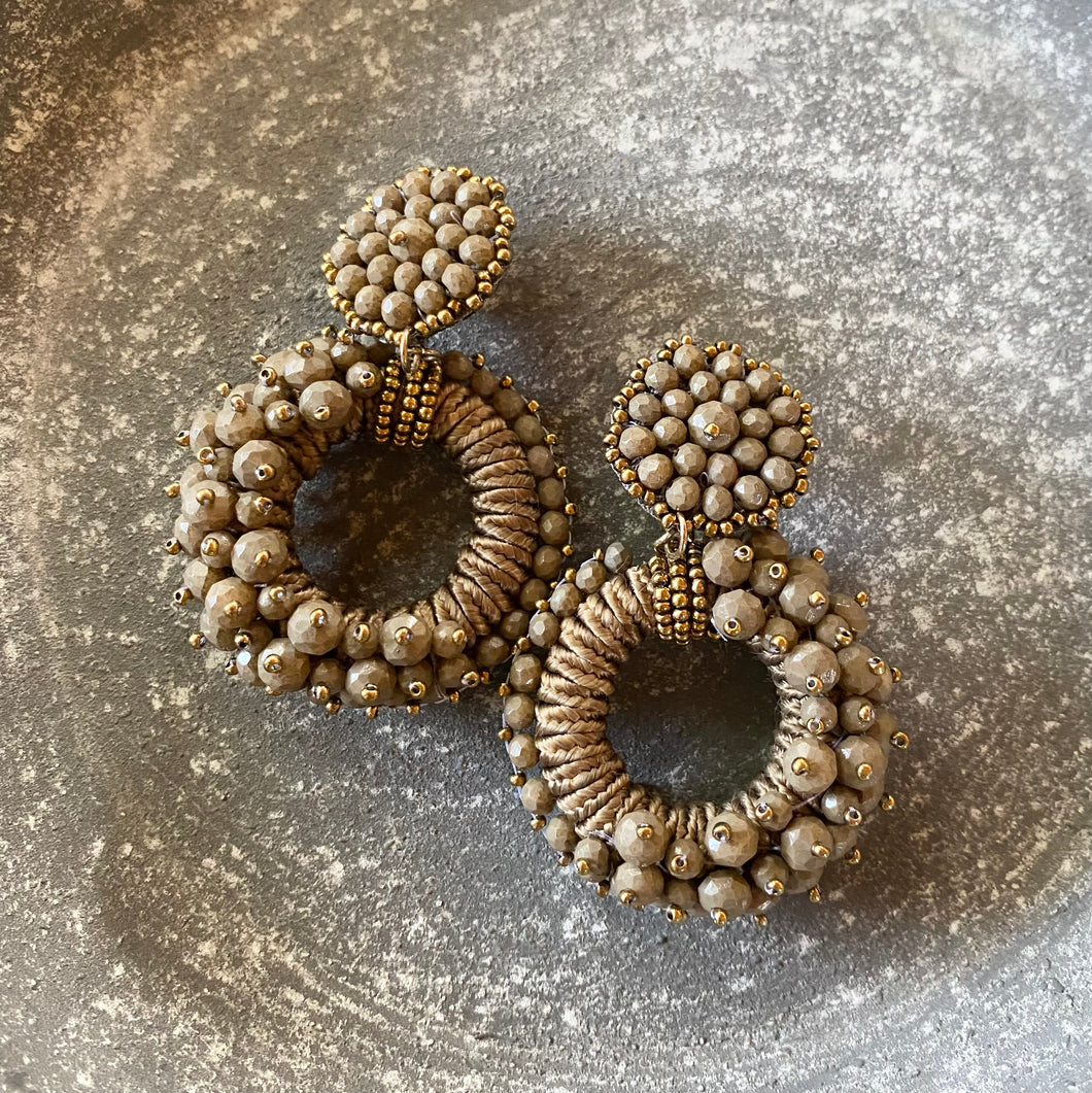 Taupe multi bead earrings