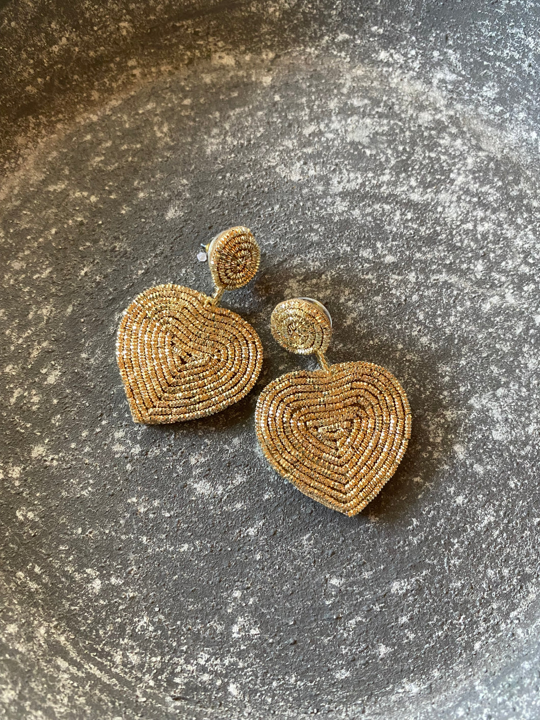 Gold braided heart earrings