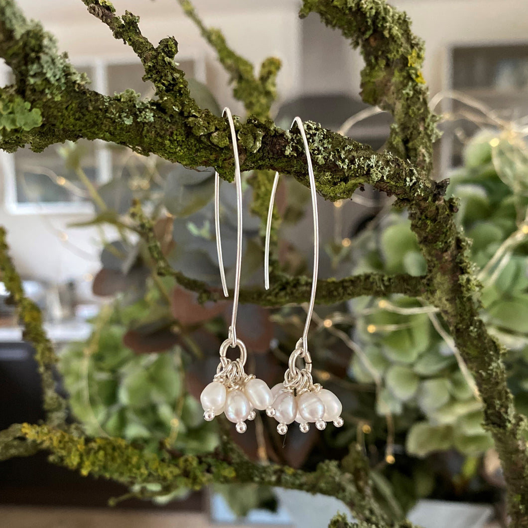 Seed pearl cluster earrings