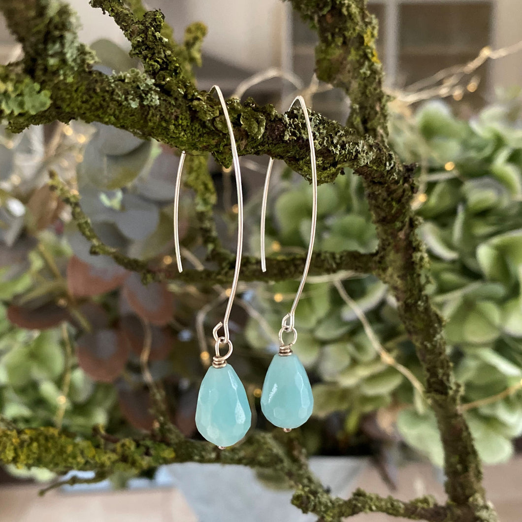 Amazonite long drop earrings