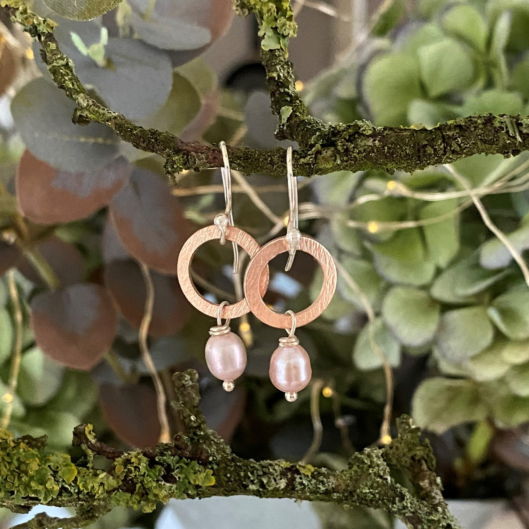 Pink pearl earrings