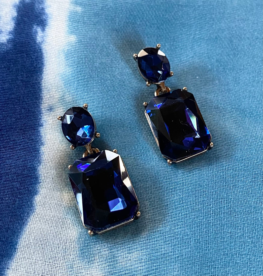 Art Deco earrings navy