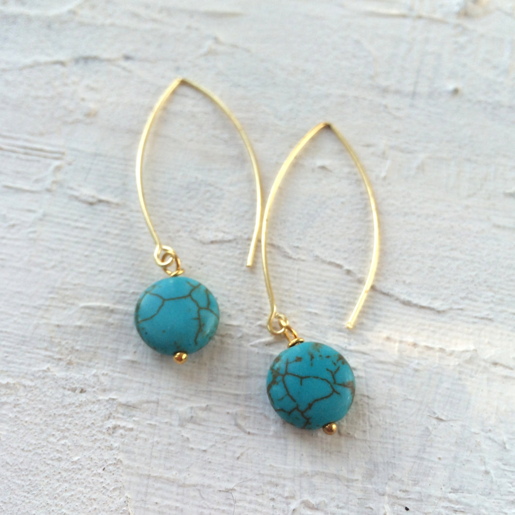 Turquoise long drop earrings