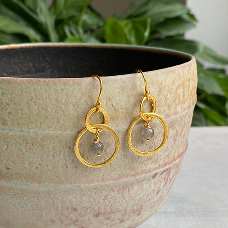 Gold/grey duo circles earrings