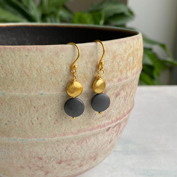 Gold/charcoal earrings