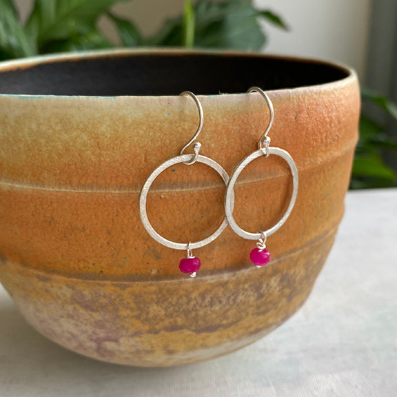 Large circle earrings pink